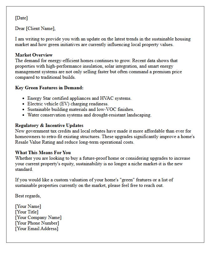 Sustainable Housing Market Update Letter