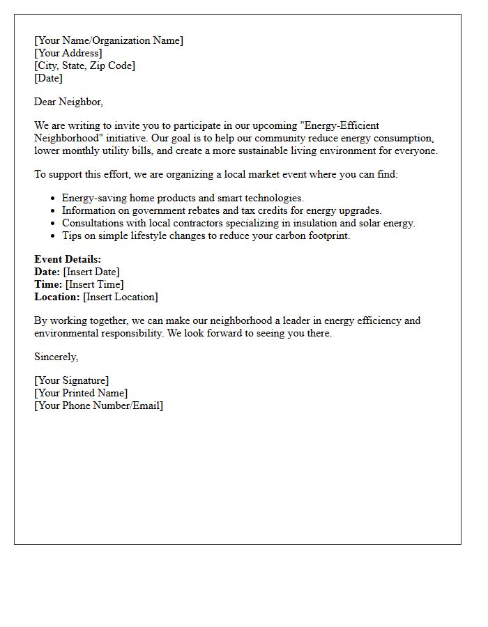 Energy-Efficient Neighborhood Market Letter