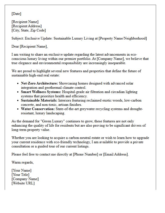 Eco-Friendly Luxury Real Estate Update Letter