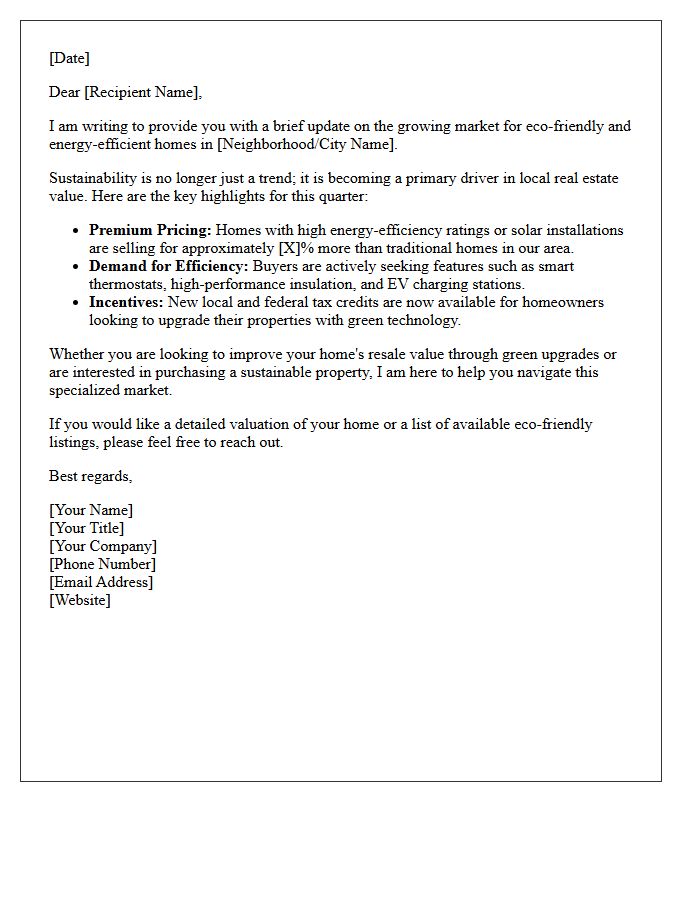 Local Green Housing Market Update Letter