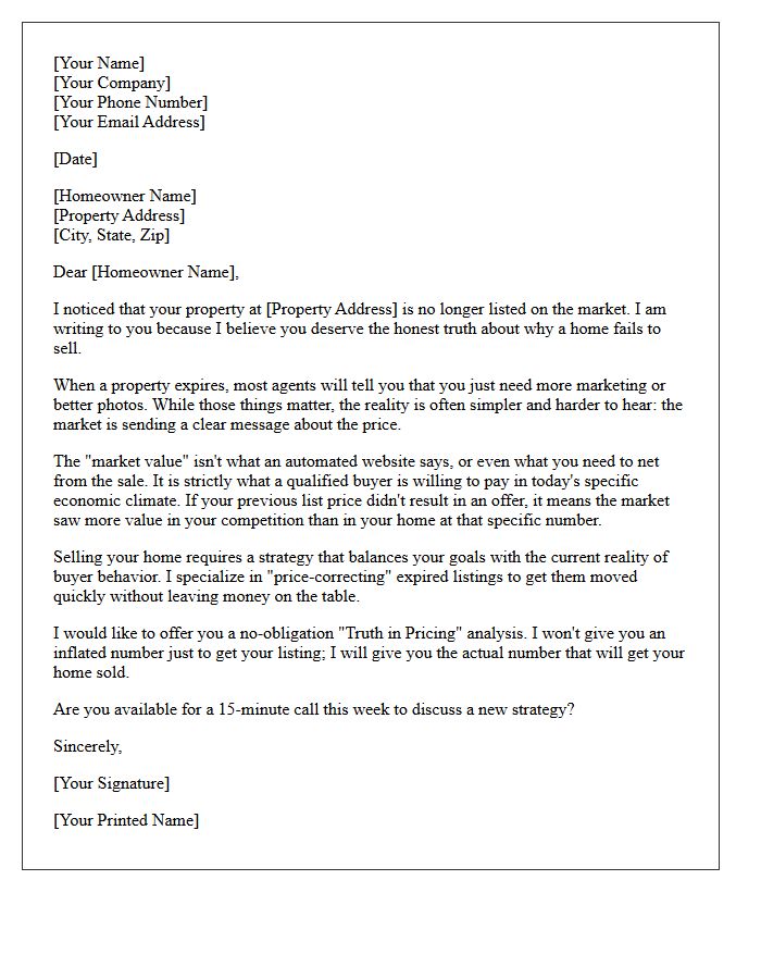 Honest Pricing Truths For Your Expired Property Letter