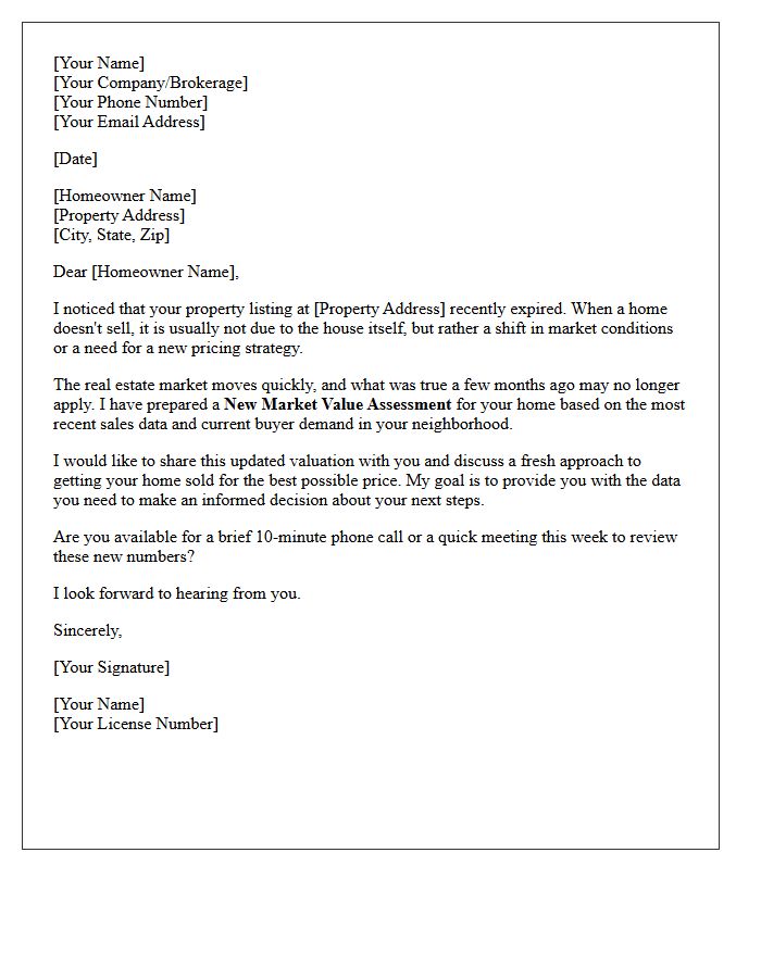 Expired Listing And New Market Value Assessment Letter
