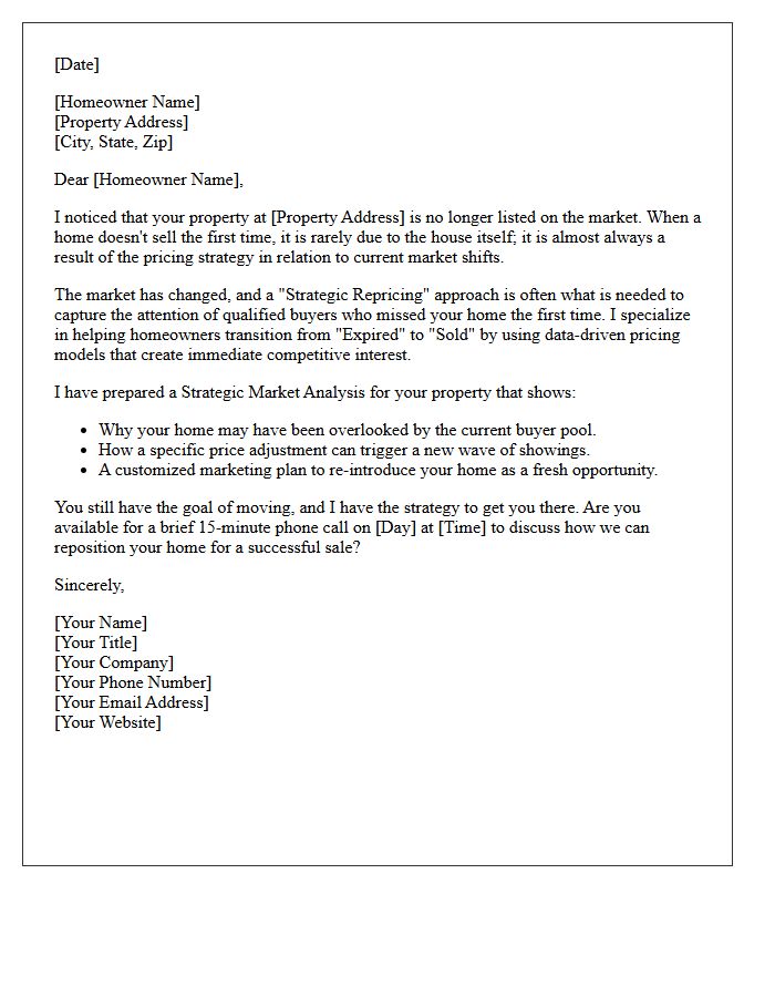 Strategic Repricing For Your Expired Real Estate Letter