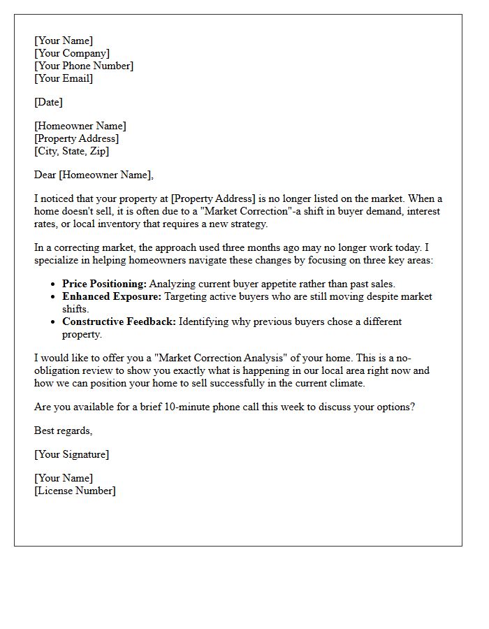 Understanding Market Corrections And Your Expired Listing Letter
