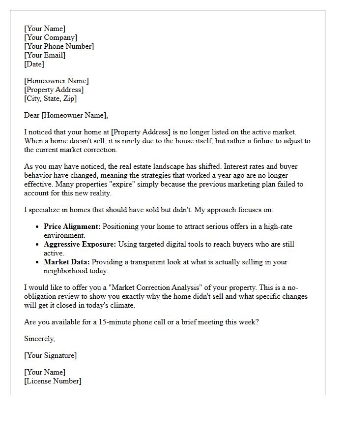Why Your Home Expired And The Market Correction Letter