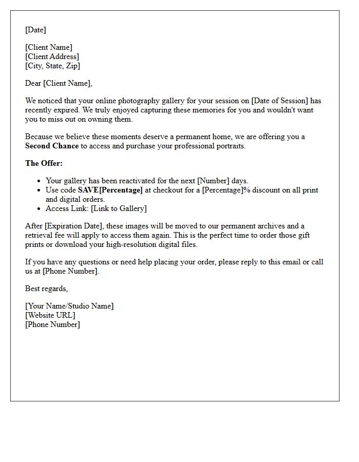 Second Chance Premium Photography Expired Letter