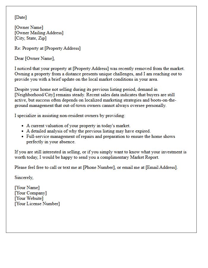 Distance Owner Expired Market Update Letter