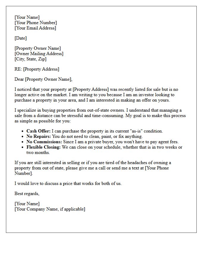 Out of State Investor Expired Property Offer Letter