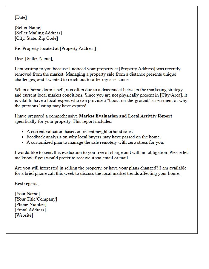 Distant Seller Expired Home Evaluation Letter