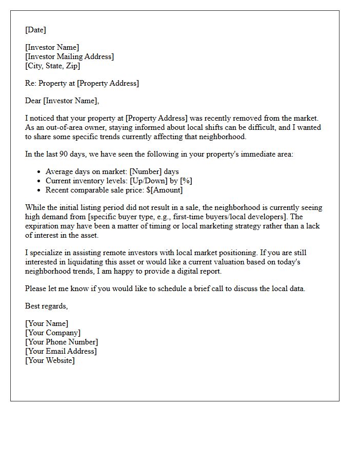 Remote Investor Expired Listing Neighborhood Trends Letter