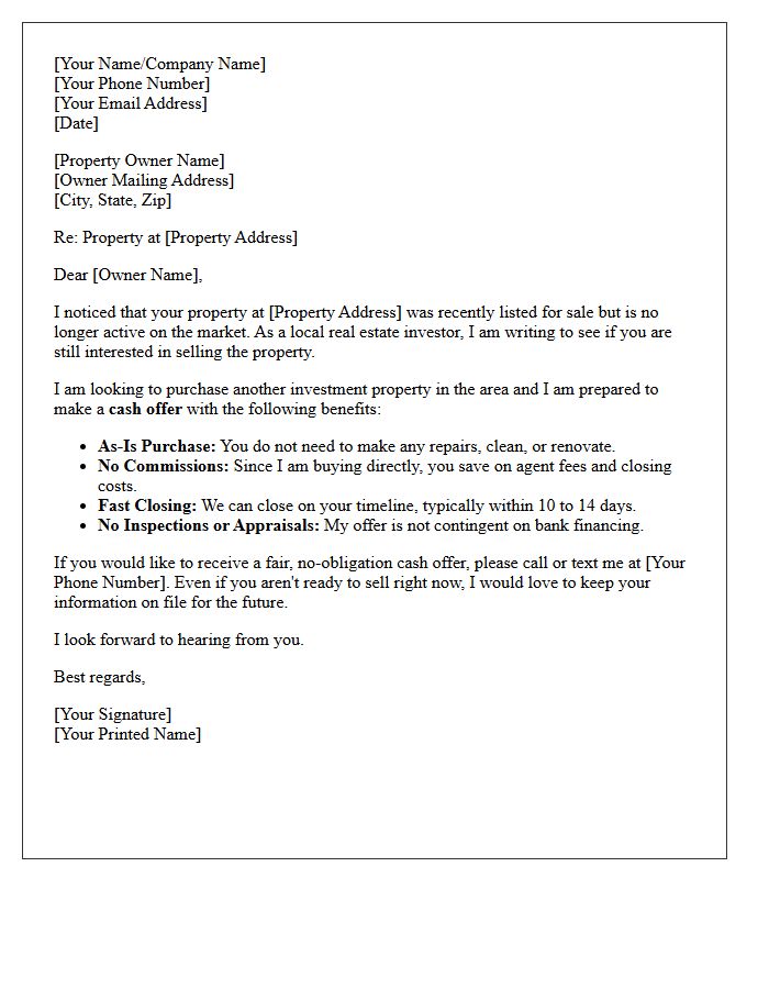Cash Offer For Expired Investor Property Letter