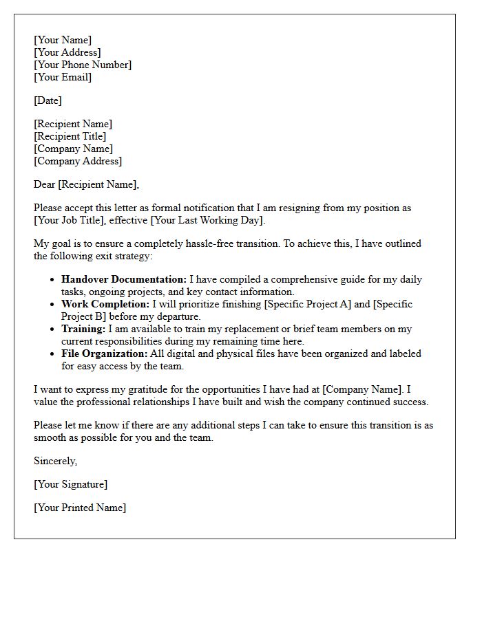 Hassle-Free Exit Strategy Letter
