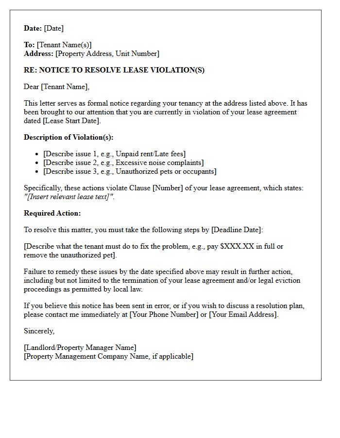 Problem Tenant Resolution Letter