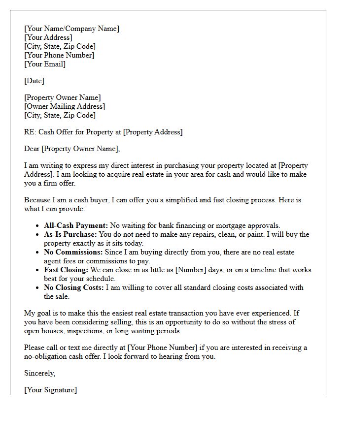 Fast Closing Cash Proposition Letter