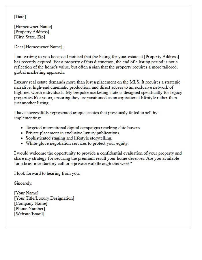 Exclusive Luxury Estate Expired Listing Letter