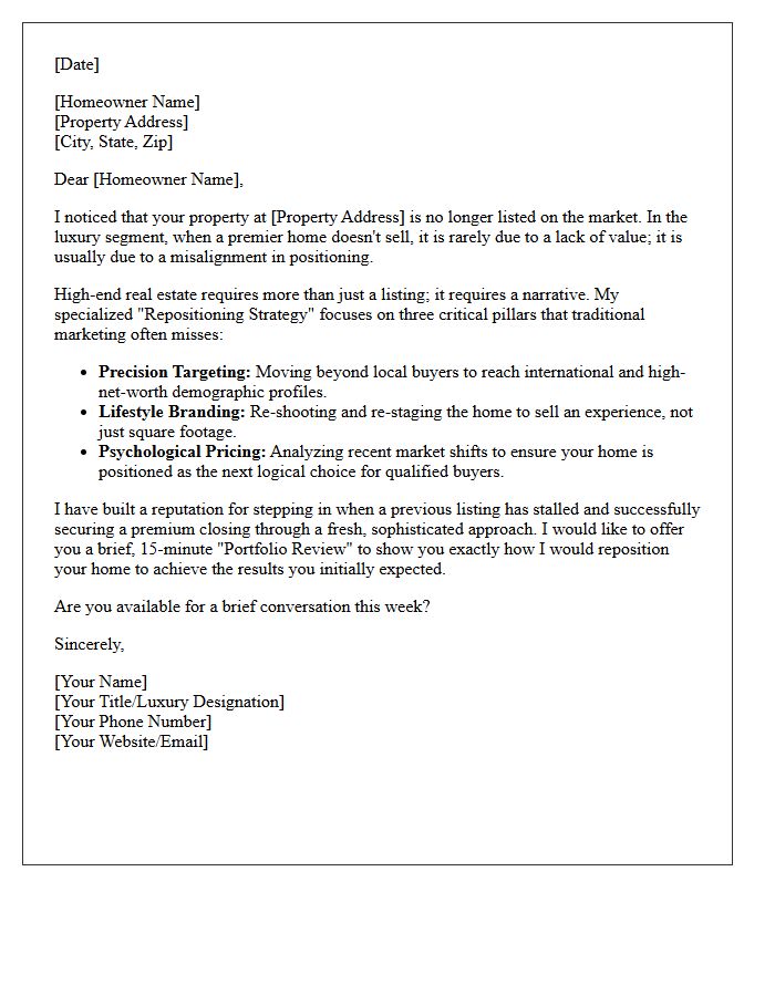 High-End Home Repositioning Strategy Expired Letter