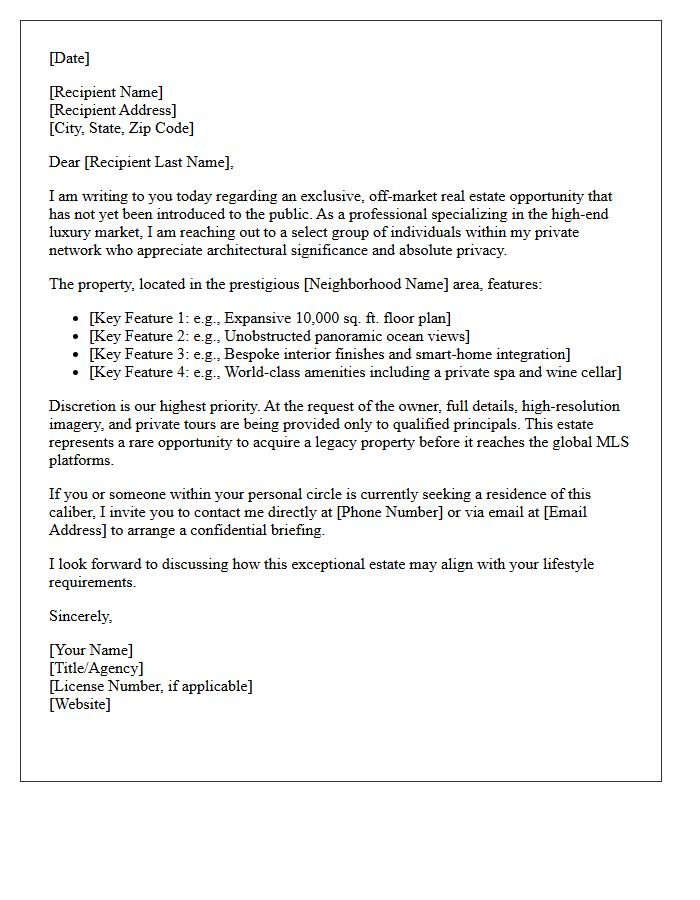 Luxury Estate Private Network Marketing Letter