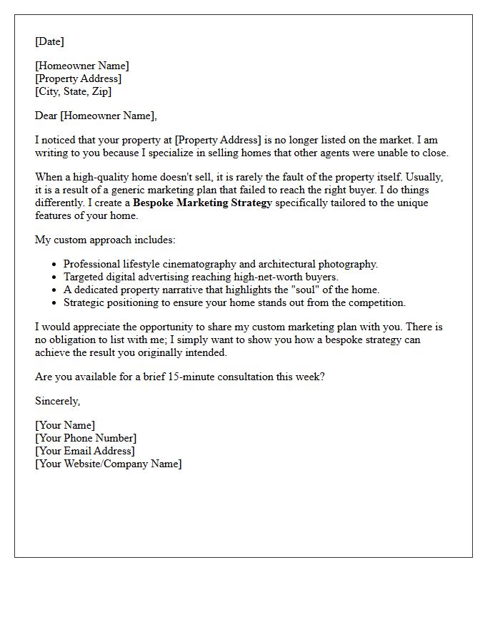 Bespoke Marketing Strategy Expired Property Letter