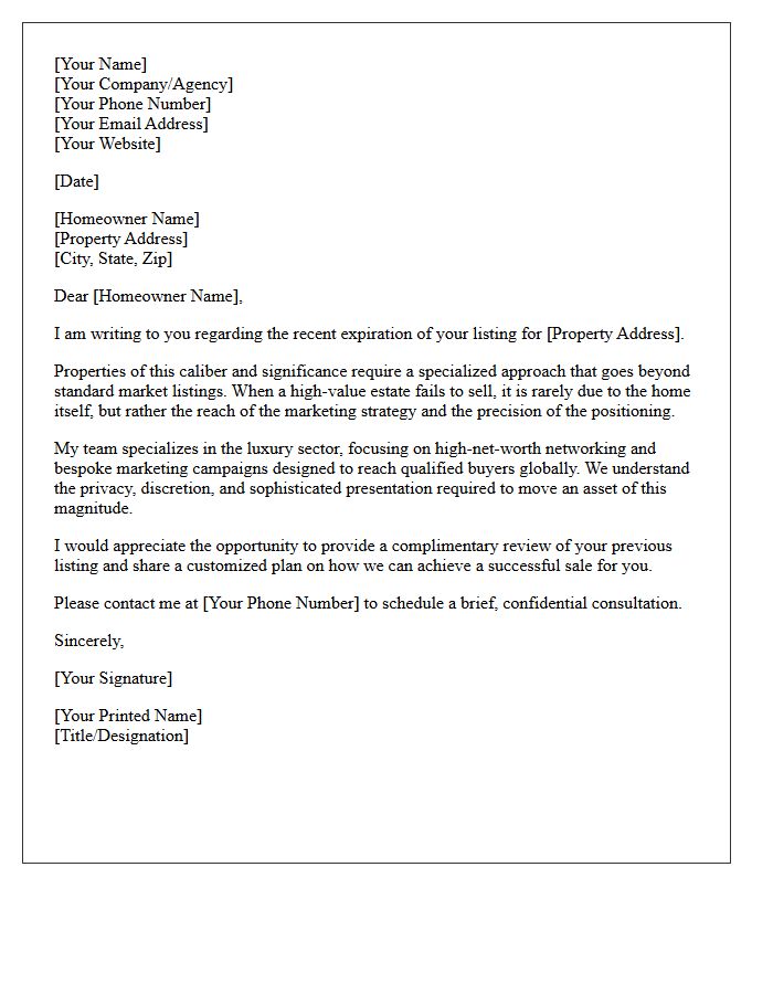 High-Value Estate Target Marketing Expired Letter