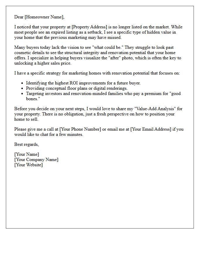 The Hidden Value Renovation Potential Expired Letter