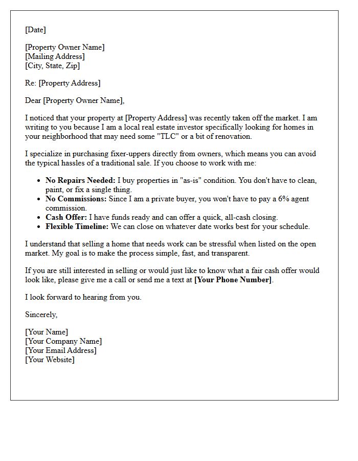 Investor Ready Fixer Upper Expired Letter