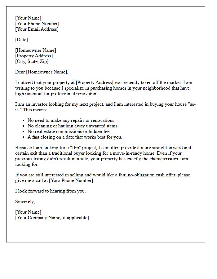 Profitable House Flip Potential Expired Letter