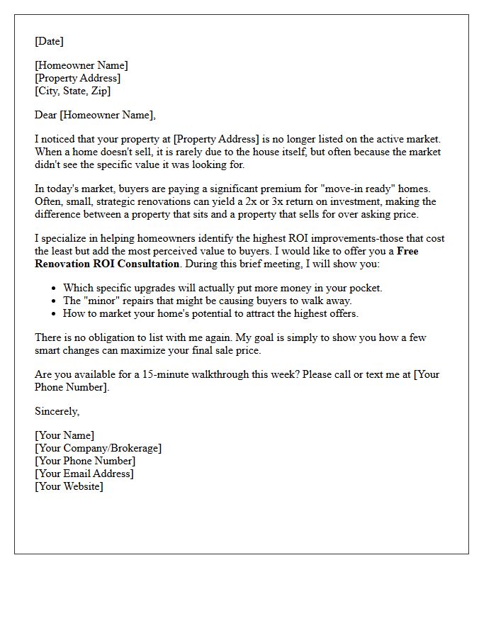 Maximizing Renovation Return On Investment Expired Letter