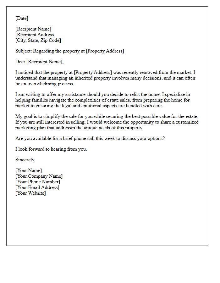 Inherited Property Relisting Opportunity Letter