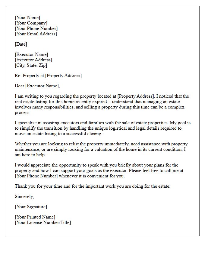 Estate Executor Expired Listing Outreach Letter