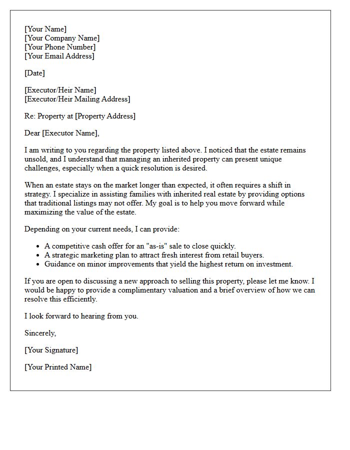 Unsold Inherited Estate Strategy Letter