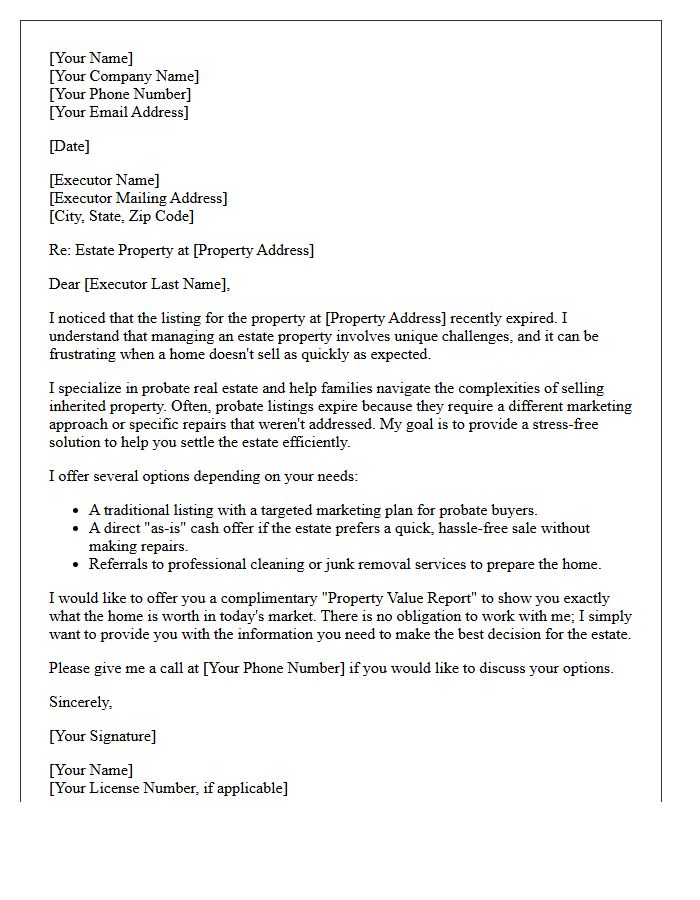 Probate Property Expired Listing Solution Letter