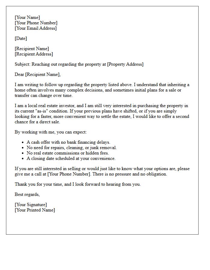 Second Chance Inherited Estate Sale Letter