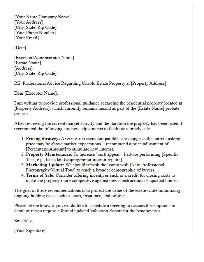 Unsold Estate Property Professional Advice Letter