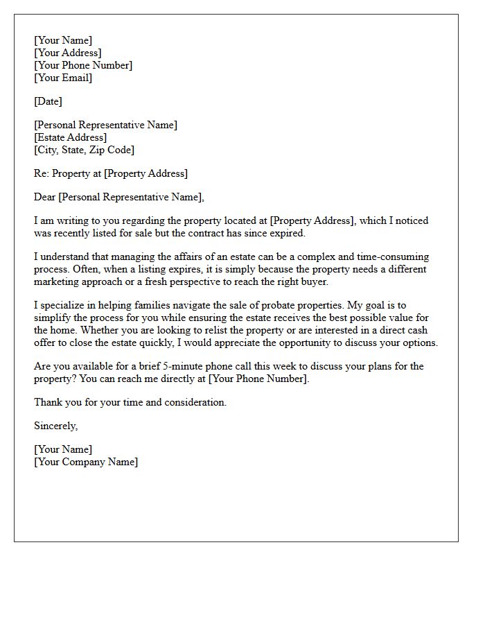 Probate Estate Expired Contract Follow Up Letter