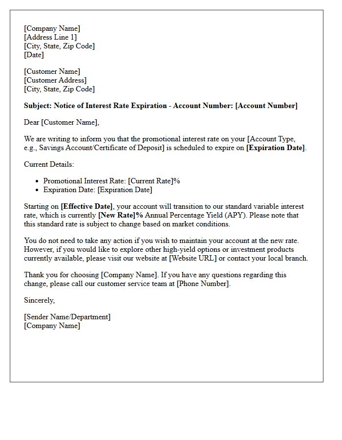 High Interest Rate Expiration Notice Letter