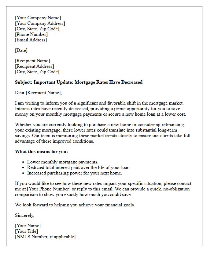 Favorable Mortgage Rate Shift Announcement Letter