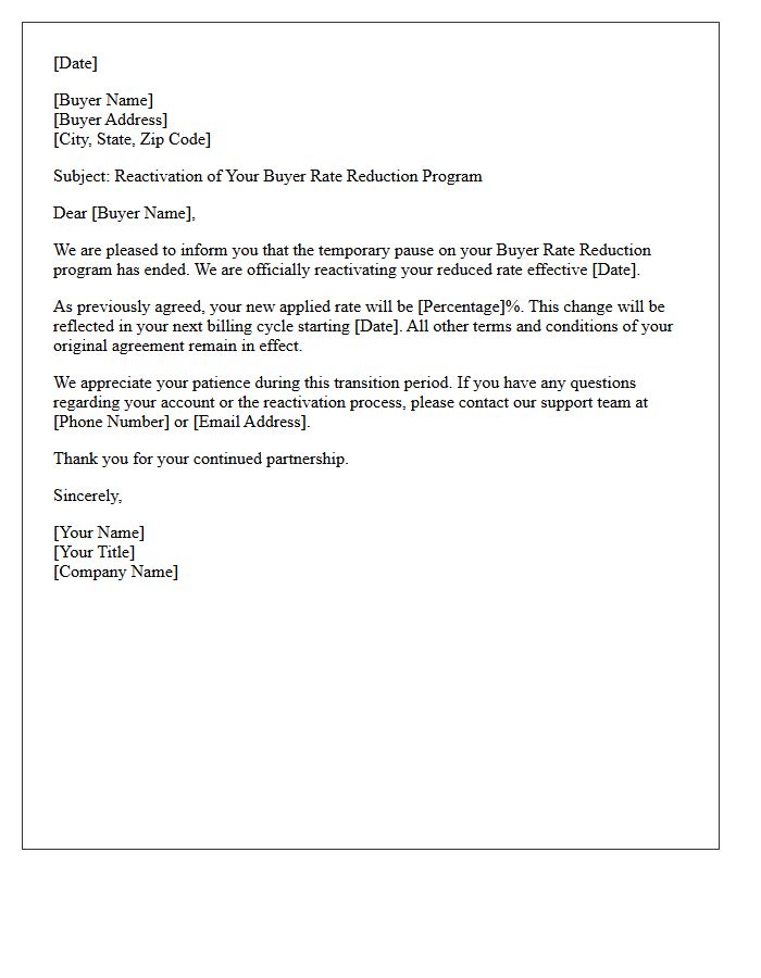 Paused Buyer Rate Reduction Reactivation Letter