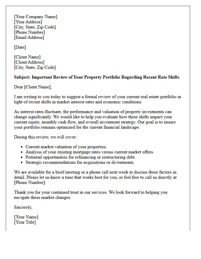 Rate Shift Property Portfolio Review Letter