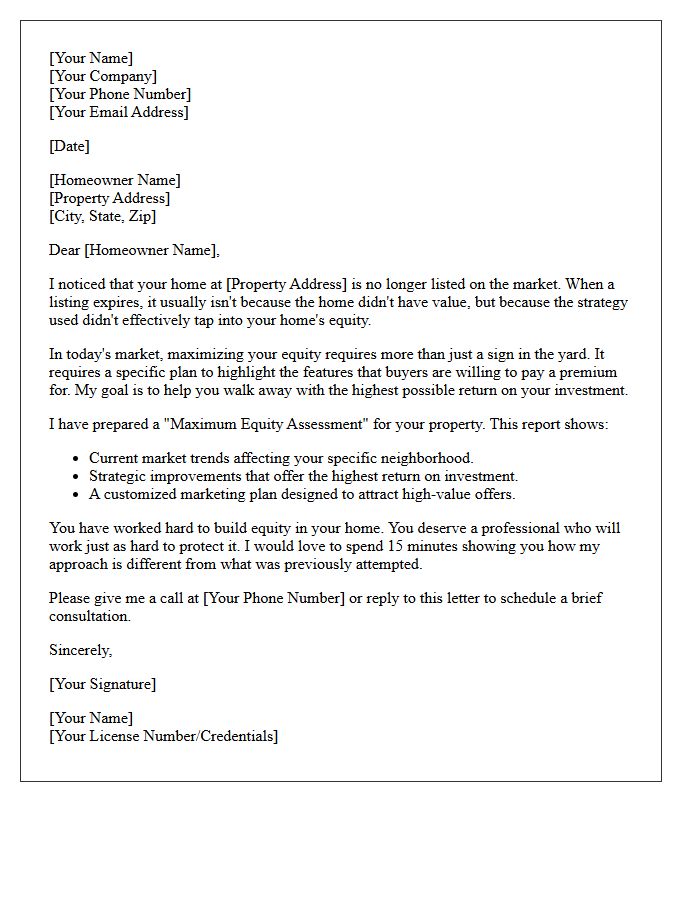 Maximizing Your Home Equity Expired Letter