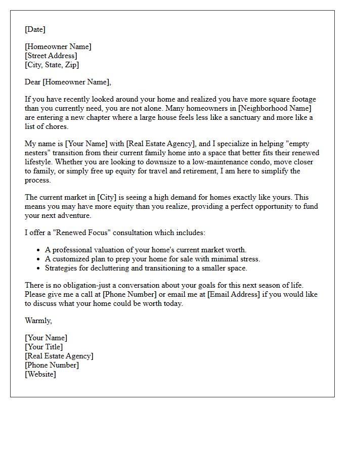 Renewed Focus Empty Nester Listing Letter
