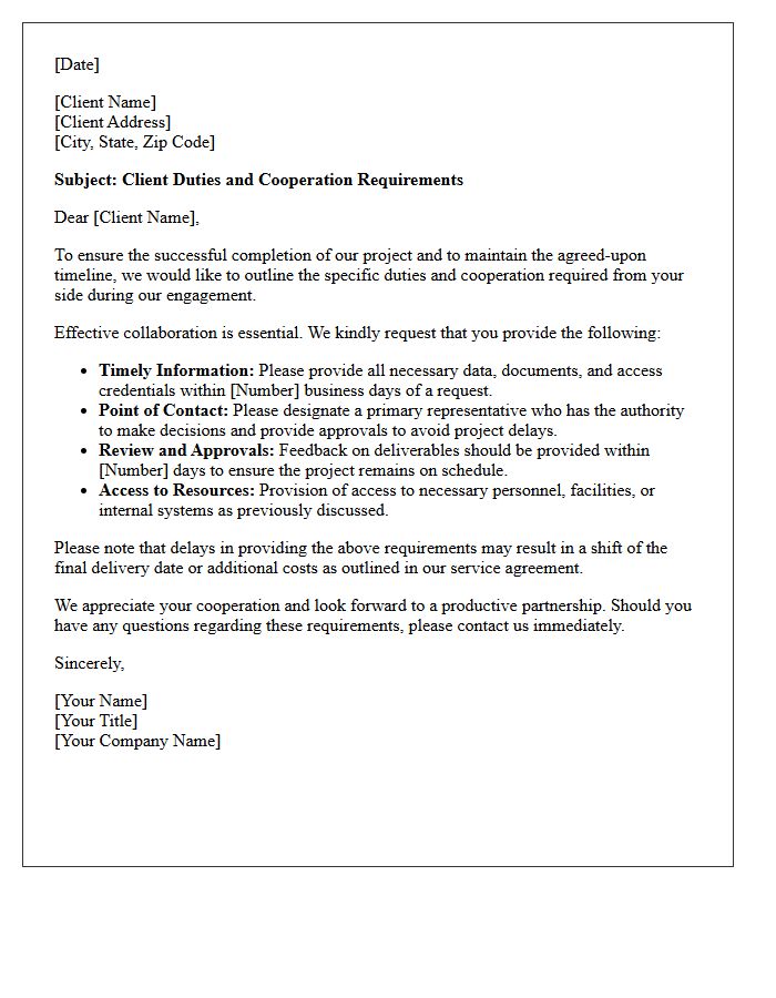 Client Duties And Cooperation Requirements