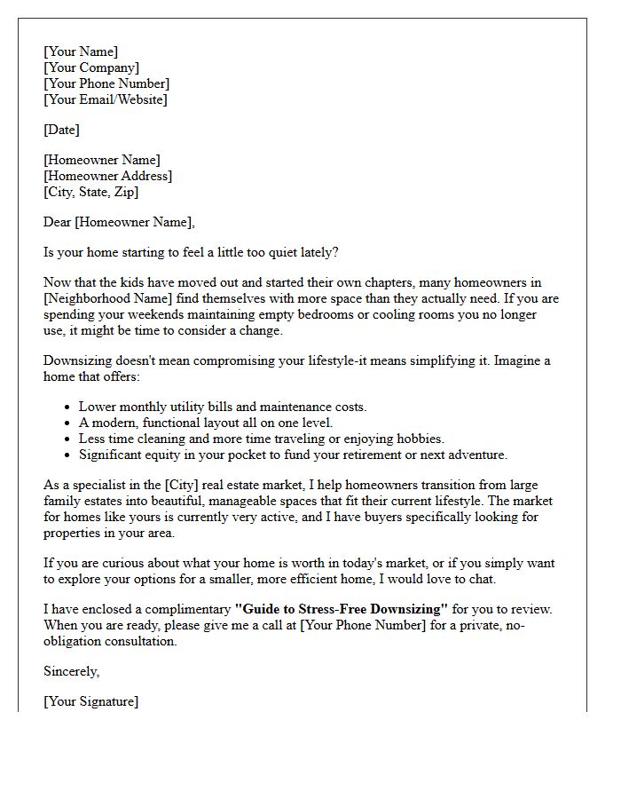 Proven Marketing for Empty Nesters Letter