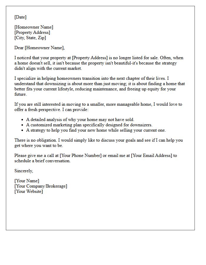 Reassessing Your Downsizing Goals Expired Letter