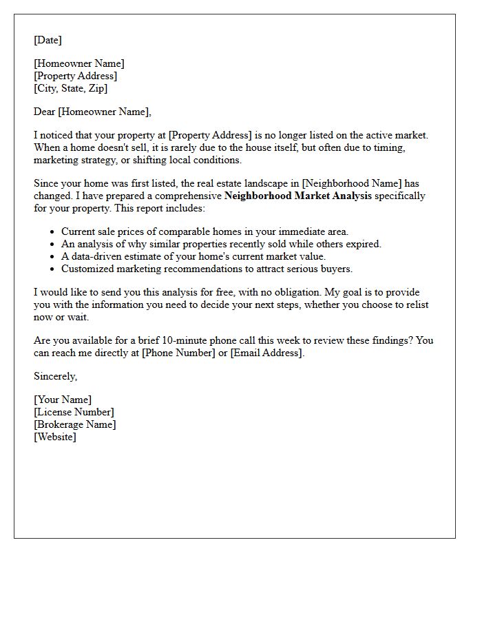 Neighborhood Market Analysis Expired Listing Letter