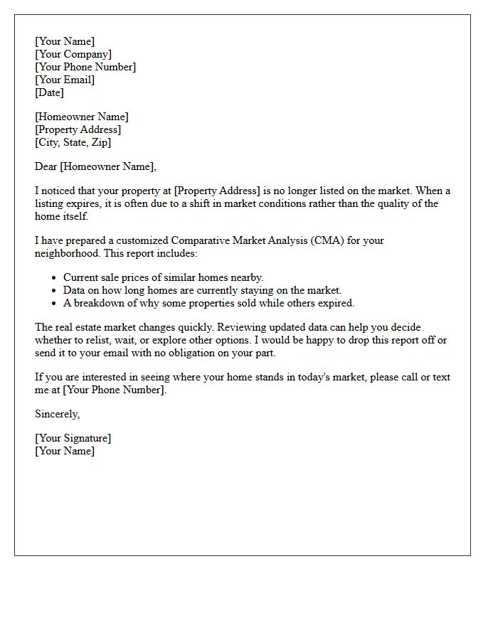 Comparative Market Data Expired Home Letter