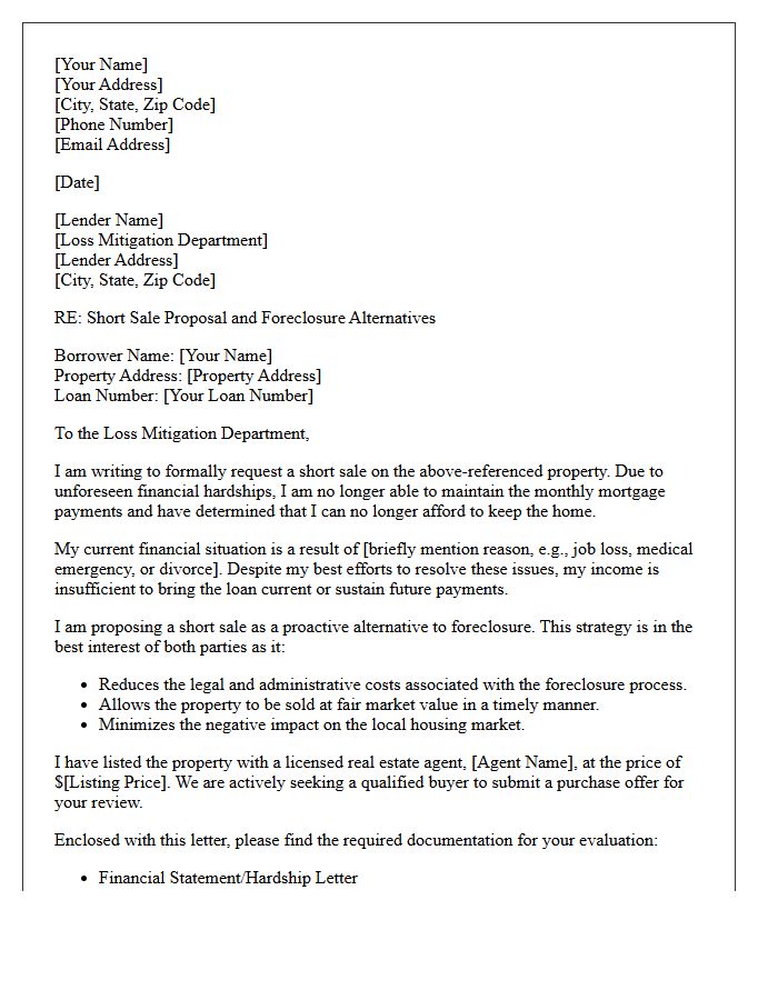 Stop Foreclosure Through Short Sale Strategy Letter