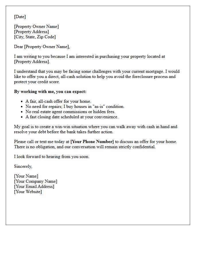 Direct Cash Offer For Pre Foreclosure Letter