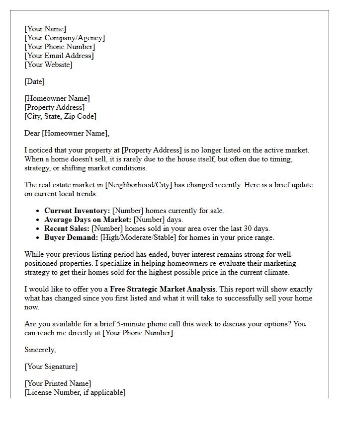 Expired Listing Real Estate Market Update Letter