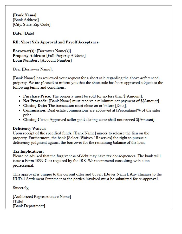 Bank Negotiation And Short Sale Approval Letter