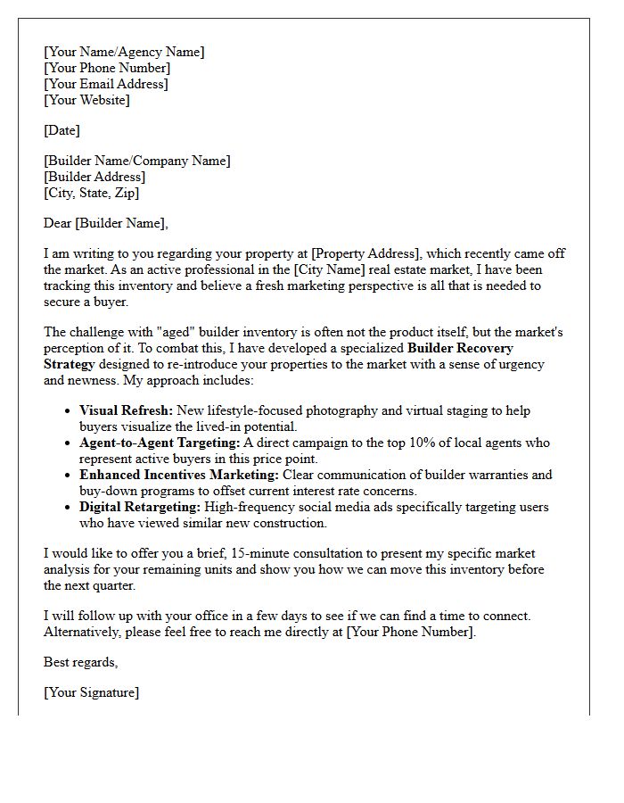 Fresh Marketing Strategy For Expired Builder Inventory Letter